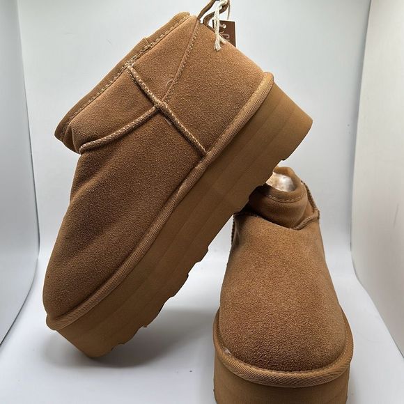 CUSHIONAIRE Women's Genuine Suede pull on platform boot +Memory Foam 9 CHESTNUT - Picture 7 of 7